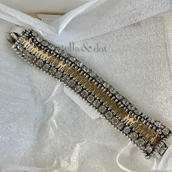 0052 NWT Stella & Dot Portia Bracelet w/Rhinestones Neoclassical Mid-Century - Picture 5 of 7